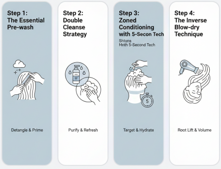 Le rituel professionnel en 4 étapes pour les cheveux "à fort volume"